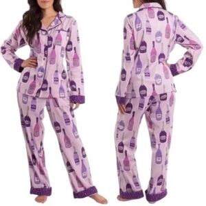 Munki Munki Women’s Small Celebrating Champagne Paris Flannel Pajamas New